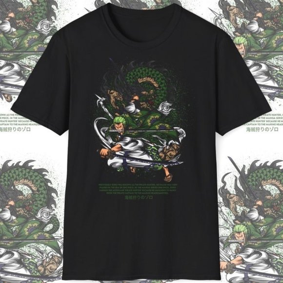 One Piece Zoro T-shirt, Anime Shirt Japanese Manga Anime Retro Gamer Cult Meme M - Picture 1 of 1